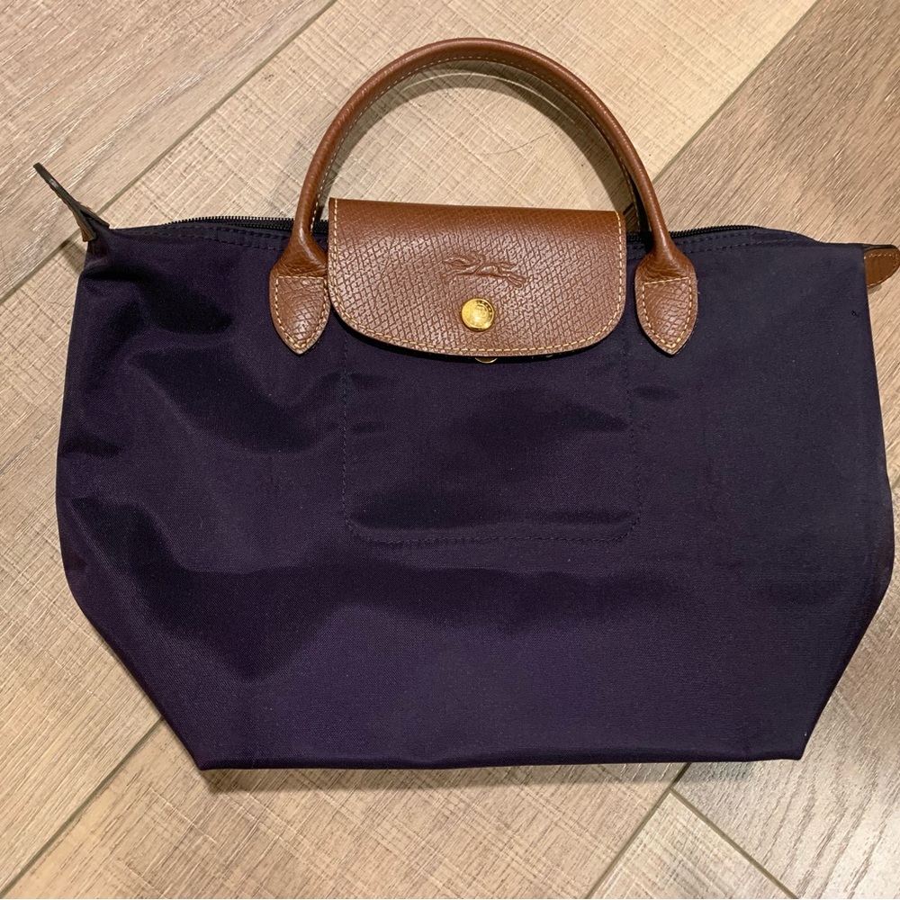 Longchamp Le Pliage Small Top Handle Tote (Bilberry, New/Unused)